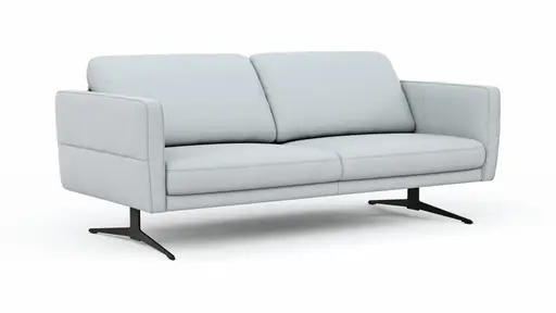 Sofa Estrela - 2,5-Sitzer inkl. Rücken-/Armlehne verstellbar, Leder, Hellgrau