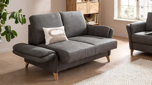 Sofa Vayra - 2,5-Sitzer, inkl. Sitzvorzug motorisch und Armlehnen klappbar, Stoff, Anthrazit