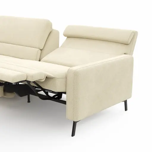 Ecksofa Valera - Ecke mit 3-Sitzer rechts inkl. Rückenlehne verstellbar und Relaxfunktion motorisch, Stoff, Natur