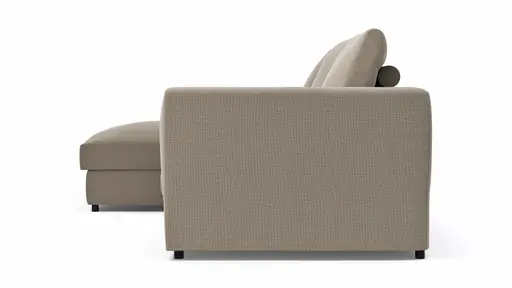 Ecksofa Stormy - Longchair links mit 2,5-Sitzer, Stoff, Graubeige