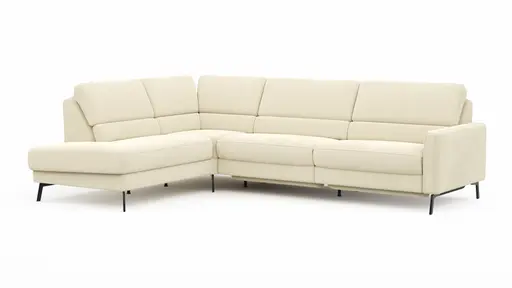 Ecksofa Valera - Ecke mit 3-Sitzer rechts inkl. Rückenlehne verstellbar und Relaxfunktion motorisch, Stoff, Natur