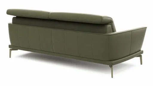 Sofa Amadena - 2,5-Sitzer inkl. Kopfteil verstellbar, Leder, Olive