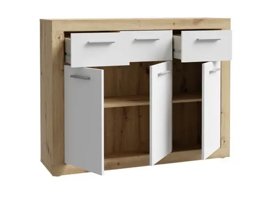 Kommode FIBI- Eiche Dekor, Weiß