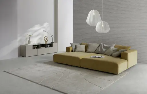 Megasofa Caruso - inklusive Kissen, Velour, Senfgelb