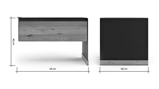 Nachtkonsole Baltimore - Rechts, Wildeiche massiv, Metall