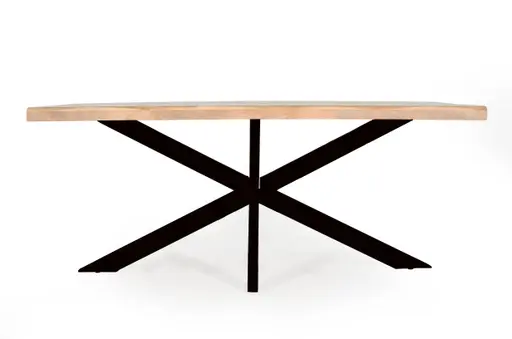 Esstisch - LB ca. 220x100 cm, Mango massiv, Baumkante, Schwarz