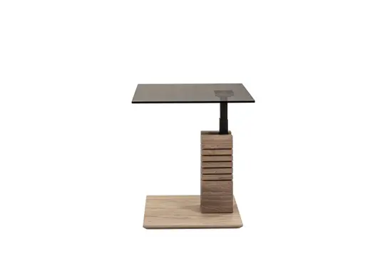 Couchtisch - höhenverstellbar, LBH. ca. 55x47x47-65 cm, Glas, Grau