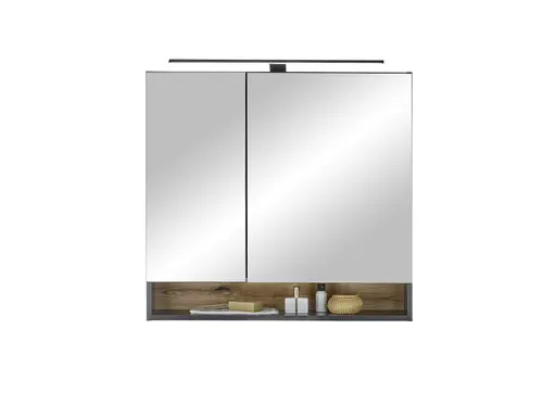 Spiegelschrank- B ca. 80 cm, Schwarz Matt, Spiegel