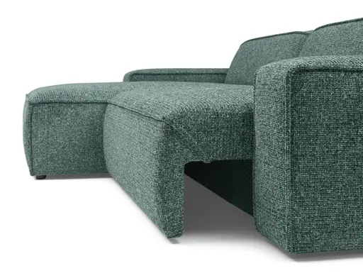 Ecksofa - Longchair links mit 2-Sitzer, Sitzvorzug motorisch, Stoff, Petrol