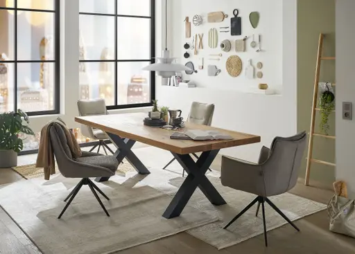 Stuhl MANDY - drehbar, Stoff, Graubeige