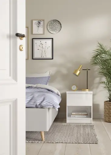 Nachtkonsole- B ca. 41 cm, Weiß, Hochglanz