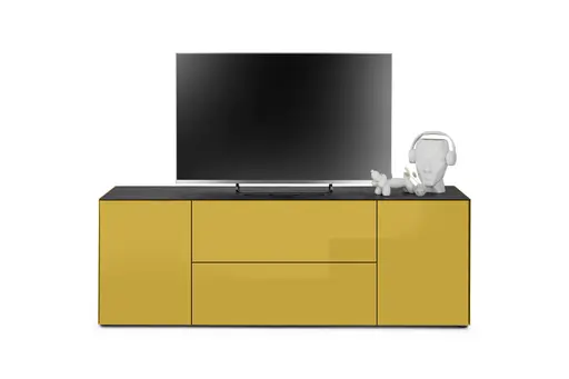 Lowboard - B ca. 181 cm, Goldgelb, Keramikoptik
