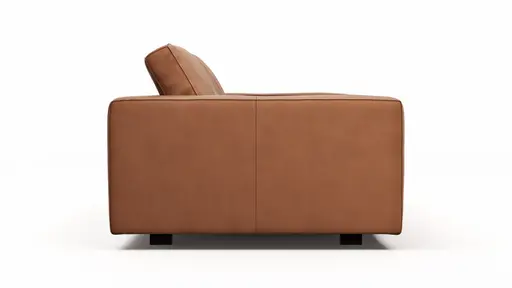 Sofa Aprino 2 - 3,5-Sitzer L, Dickleder, Cognac, Armlehne Block schmal