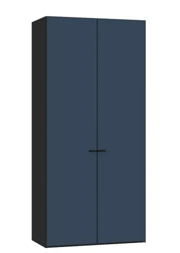 Drehtürenschrank JOIN IT- B ca. 101 cm,  Schwarz, Glas, Blaugrau, Matt