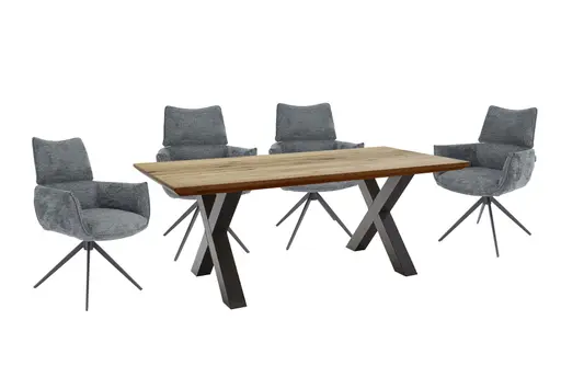 Armlehnstuhl MARGIT - drehbar, Stoff, Graublau