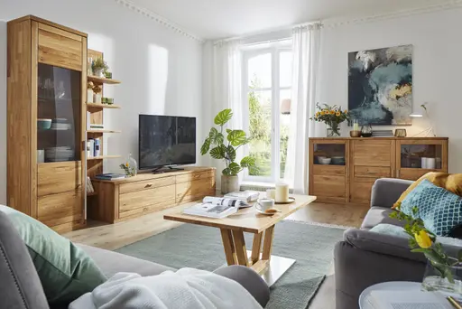 Wohnwand Faro Plus - BHT ca. 313x213x54 cm, Wildeiche massiv