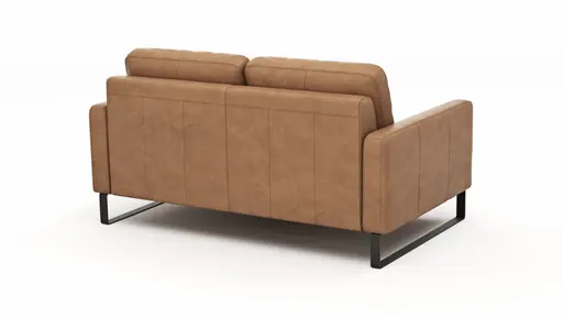 Sofa Enna - 2,5-Sitzer, Armlehne A, Leder, Cognac, Kufe, Schwarz