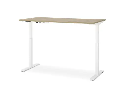 Schreibtisch GELI - höhenverstellbar, LB ca. 160x80 cm, Eiche Nachbildung, Weiß