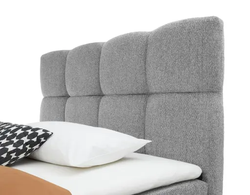 Boxspringbett SANDRIN R- Liegefläche ca. 140x200 cm, Stoff, Hellgrau, inkl. Stauraum und Fußteil