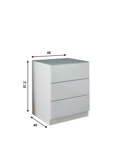 Nachtkonsole- Weiß, Glas, Weiß