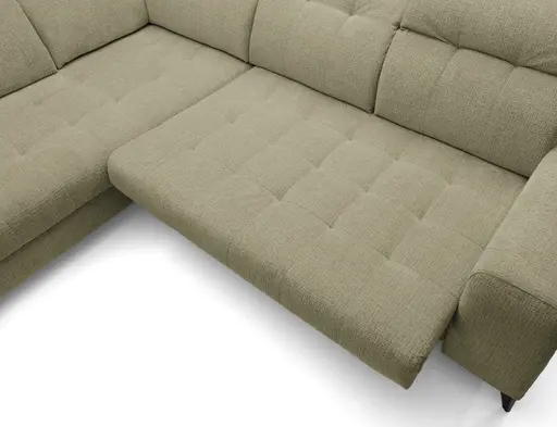 Ecksofa - Ecke links mit 2-Sitzer, Kopfteil verstellbar, Sitztiefe verstellbar motorisch, Stoff, Sand