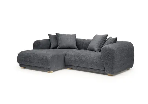 Ecksofa - Longchair links mit 2-Sitzer, Stoff, Anthrazit