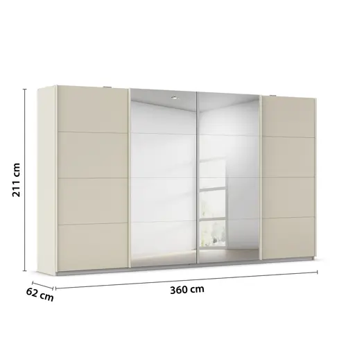 Schwebetürenschrank RIKK- B ca. 361 cm, Champagner, Spiegel