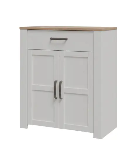 Schuhschrank FELLIAN- B ca. 86 cm, Weiß, Eiche Dekor
