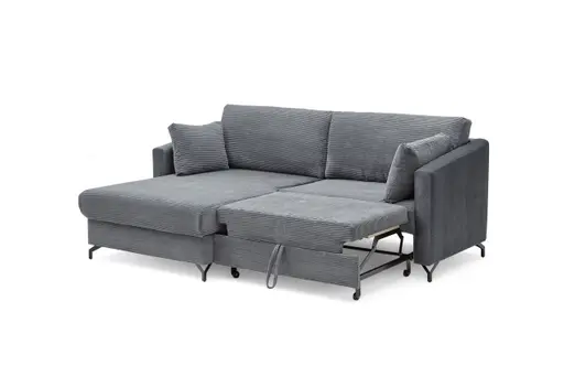 Ecksofa - 1,5-Sitzer, Ecke rechts inkl. Schlaffunktion und Bettkasten, Stoff, Anthrazit