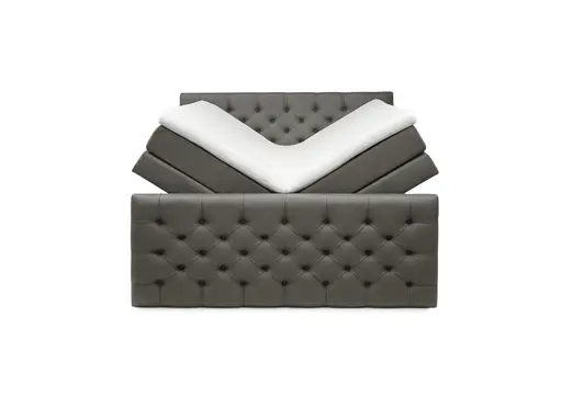 Boxspringbett SANDRIN E- Liegefläche ca. 180x200 cm, Stoff, Dunkelgrau, inkl. Stauraum und Fußteil