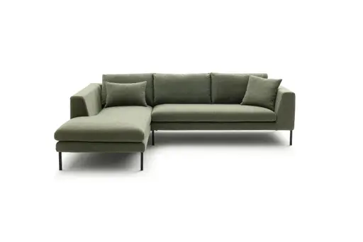 Ecksofa Helmi - Longchair links, 2,5-Sitzer, Stoff, Eukalyptus