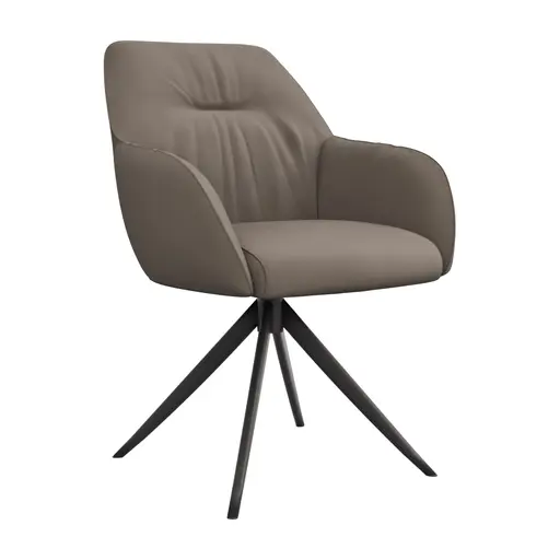 Armlehnstuhl Noli - drehbar, Leder, Cream