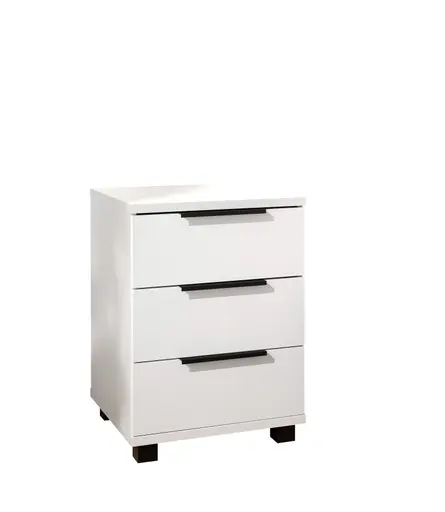 Nachtkommode - B. ca. 46 cm, Dekor, Weiß