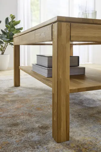 Couchtisch - mit Schubkasten, LBH ca. 115x70x54 cm, Asteiche massiv