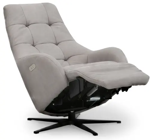 Sessel - Relaxfunktion motorisch, Leder, Eisengrau