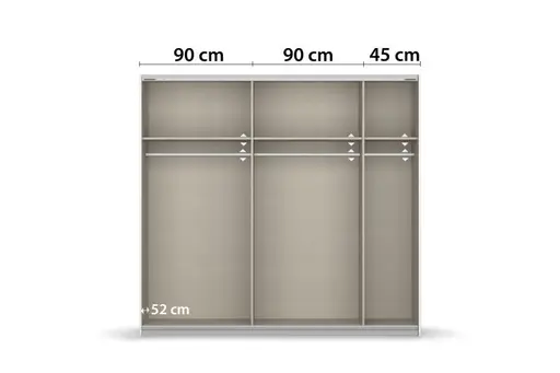 Schwebetürenschrank ROMAN- B ca. 226 cm, Eiche Dekor, Glas, Champagner
