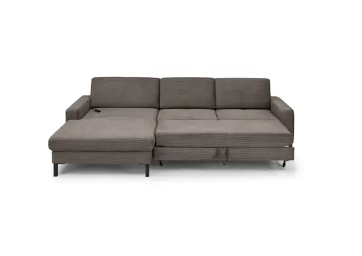 Ecksofa CALM MOVE 2.0 - Longchair links mit 2,5-Sitzer, Schlaffunktion, Feincord, Taupe