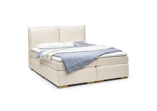 Boxspringbett SANDRIN A- Liegefläche ca. 180x200 cm, Stoff, Creme