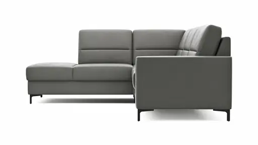 Ecksofa Merlos H. - Ecke links mit 2,5-Sitzer rechts, Leder, Graubraun