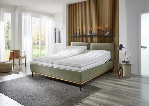 Polsterbett - Liegefläche ca. 180x200 cm, Stoff, Zimt