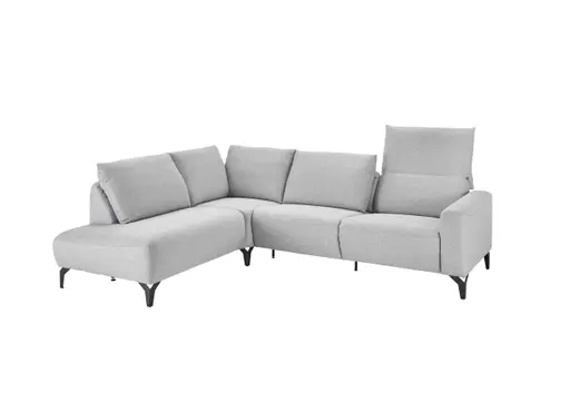 Ecksofa - Ecke links mit 3-Sitzer, Rückenlehne verstellbar, Stoff, Hellgrau