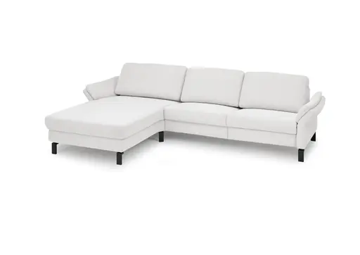 Ecksofa CALM PREMIUM 2.0 - Longchair links mit 3-Sitzer, Rückenlehne verstellbar, Stoff, Hellgrau