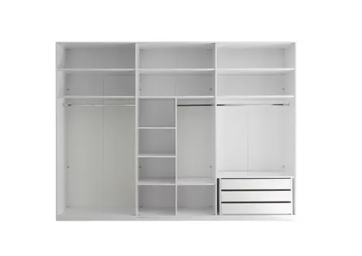 Drehtürenschrank- B ca. 300 cm, Weiß, Weiß Hochglanz