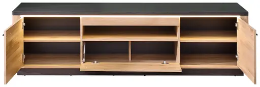 TV-Lowboard - mit Beleuchtung, B ca. 199 cm, Eiche Nachbildung, Eiche dunkel Nachbildung