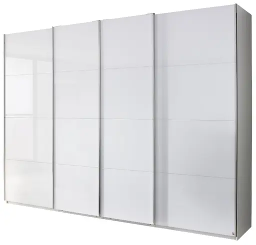 Schwebetürenschrank - B ca. 316 cm, Farbglas Kristallweiß