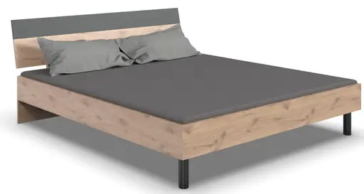 Bettgestell- Ligefläche ca. 180x200 cm, Eiche Dekor, Graphit