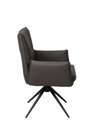 Armlehnstuhl MARCELLA - drehbar, Leder, Dunkelbraun
