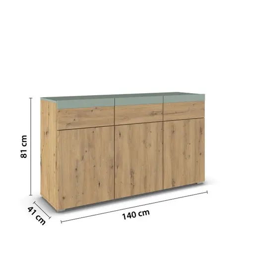 Kommode ROMANA- Eiche Dekor, Salbei