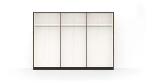 Drehtürenschrank Colorado - B ca. 307 cm, Glas, Hellgrau matt