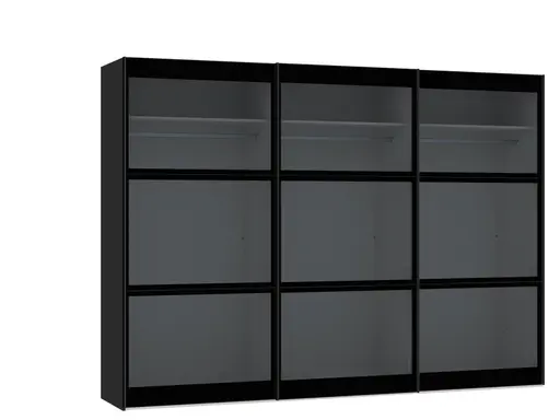 Schwebetürenschrank JOIN IT- B ca. 303 cm,  Schwarz, Rauchglas, Dunkel